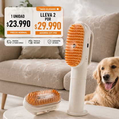 Cepillo de Vapor 3 en 1 para Mascotas