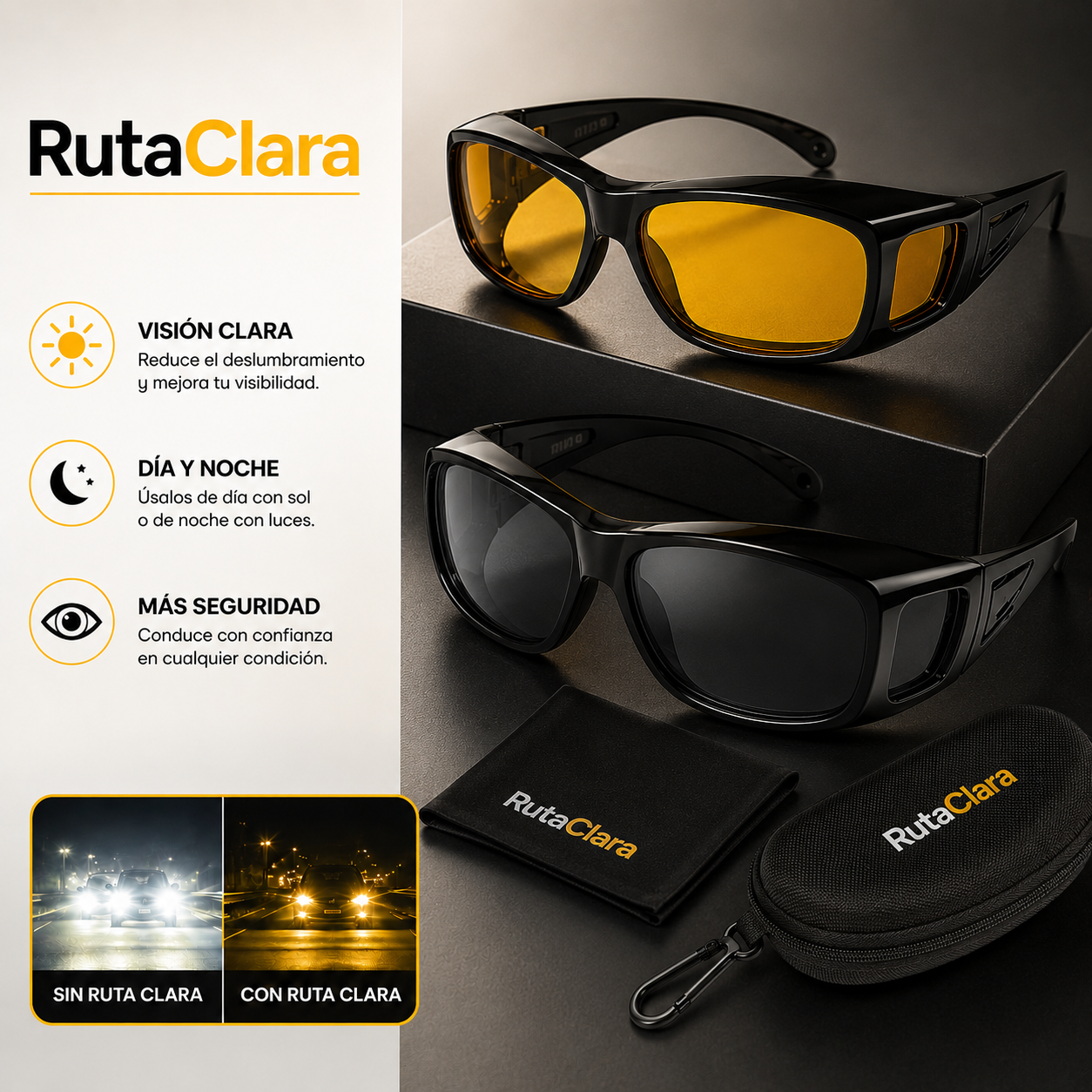 RutaClara — Lentes 2x1 Día y Noche, sin encandilarte